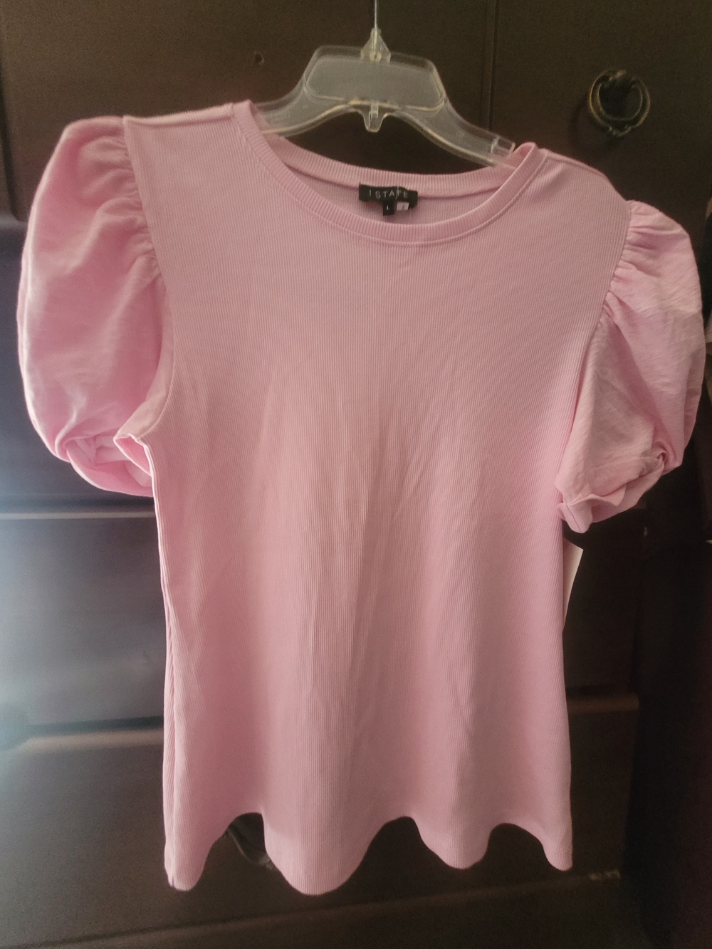 1. State Pink Puff-Sleeve Crewneck Top